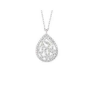 Mistik Silver Damla Taşlı Gümüş Baget Kolye
