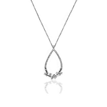 Mistik Silver Damla Taşlı Gümüş Baget Kolye