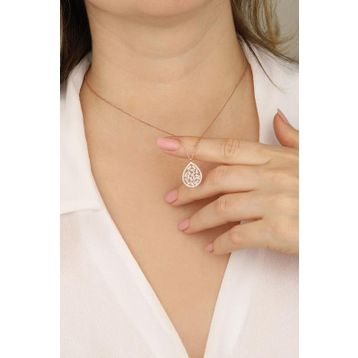 Mistik Silver Damla Taşlı Gümüş Baget Kolye
