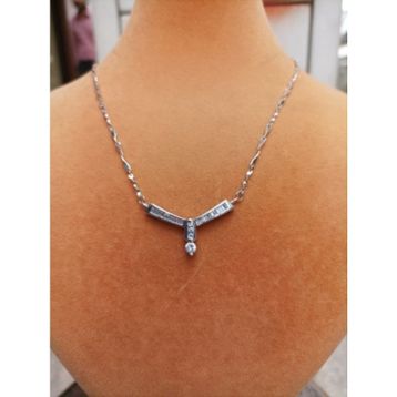 Mistik Silver Damla Taşlı Gümüş Baget Kolye