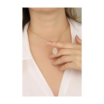 Mistik Silver Damla Taşlı Gümüş Baget Kolye