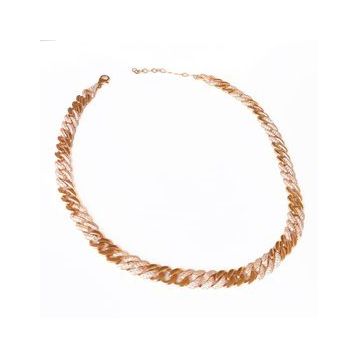 Mistik Silver Kalın Gurmet Zincir Yarısı Taşlı Yarısı Taşsız Gümüş Choker Kolye