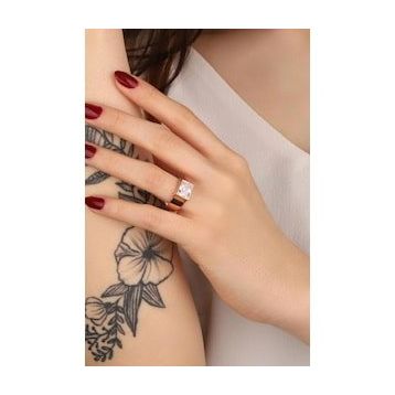 Mistik Silver Kristal Beyaz Taşlı Büyük Dikdörtgen Taşlı Gümüş Yüzük