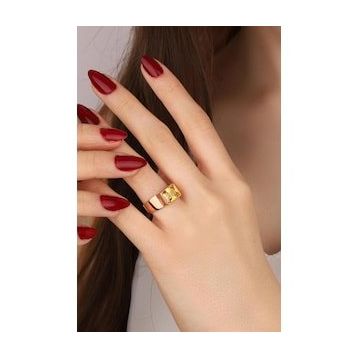 Mistik Silver Kristal Sarı Taşlı Büyük Dikdörtgen Taşlı Gümüş Yüzük