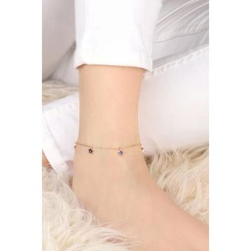 Mistik Silver Lacivert Mineli Yıldız Gümüş Halhal