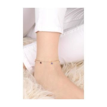Mistik Silver Lacivert Mineli Yıldız Gümüş Halhal
