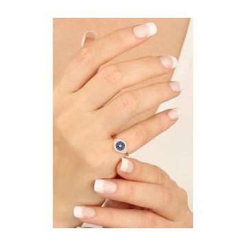 Mistik Silver Lacivert Taşlı Gümüş Eklem Yüzük
