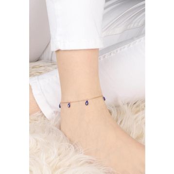 Mistik Silver Mineli Nazar Boncuğu Gümüş Halhal