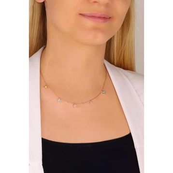Mistik Silver Mineli Yıldız Sallantılı Gümüş Kolye