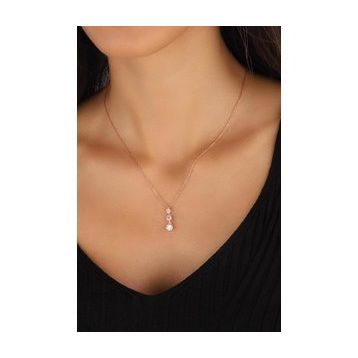 Mistik Silver Ortası Tek Taşlı Sarkık Gümüş Kolye