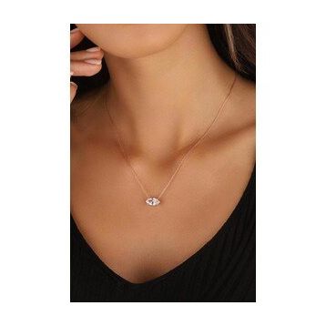 Mistik Silver Oval Tektaş Gümüş Kolye