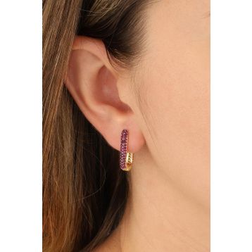 Mistik Silver Pembe Taşlı Geçmeli Gümüş Küpe