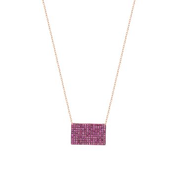 Mistik Silver Pembe Taşlı Gümüş Mektup Kolye