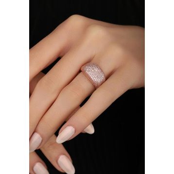 Mistik Silver Pembe Taşlı Kalıp Gümüş Yüzük