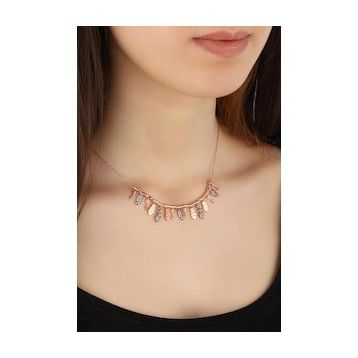 Mistik Silver Pullu Taşlı Sallantılı Çoklu Parçalı Gümüş Kolye