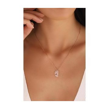 Mistik Silver Rabia İşareti Gümüş Kolye