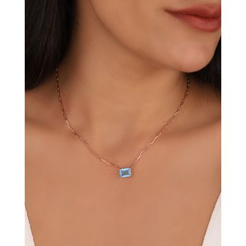 Mistik Silver Renkli Taşlı Gümüş Zincir Kolye