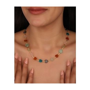 Mistik Silver Renkli Taşlı Kalp Gümüş Kolye