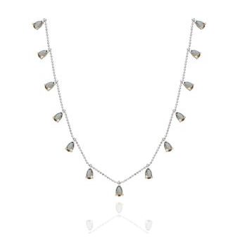 Mistik Silver Sallantılı Damla Taşlı Gümüş Kolye