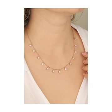 Mistik Silver Sallantılı Damla Taşlı Gümüş Kolye
