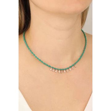 Mistik Silver Sallantılı Tifani Taşlı Gümüş Kolye