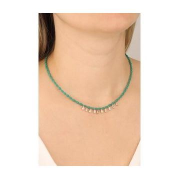 Mistik Silver Sallantılı Tifani Taşlı Gümüş Kolye