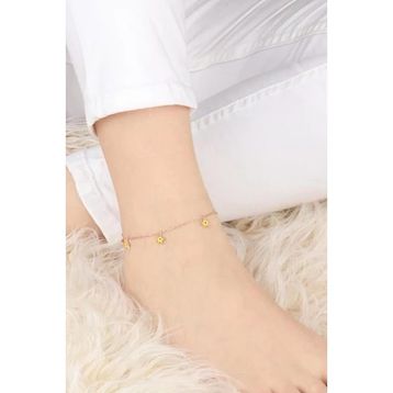 Mistik Silver Sarı Mineli Yıldız Gümüş Halhal