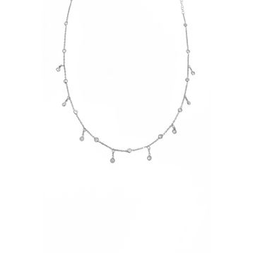 Mistik Silver Sarkık Tifani Taşlı Gümüş Choker Kolye