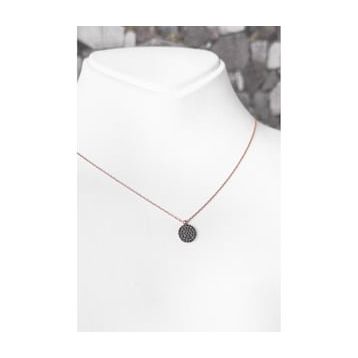Mistik Silver Siyah Taşlı Mercimek Gümüş Kolye