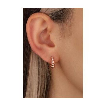 Mistik Silver Taşlı Gümüş Oval Halka Küpe