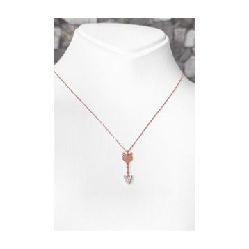 Mistik Silver Taşlı Ok Gümüş Kolye