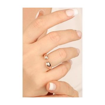 Mistik Silver Taşsız Gümüş Çift Topçuklu Yüzük