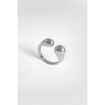 Mistik Silver Taşsız Gümüş Çift Topçuklu Yüzük