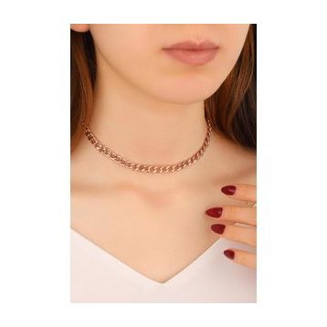 Mistik Silver Taşsız Gümüş Gurmet Zincir Model Choker Kolye