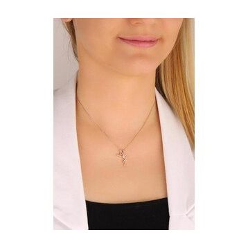 Mistik Silver Taşsız Melek Gümüş Kolye