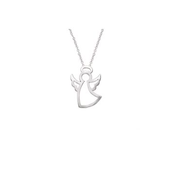 Mistik Silver Taşsız Melek Gümüş Kolye