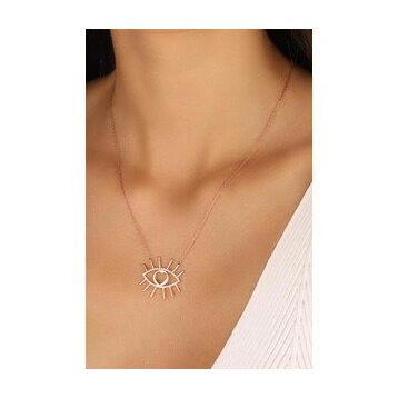Mistik Silver Taşsız Ra Gözü Gümüş Kolye