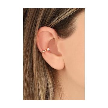 Mistik Silver Tek Taşlı Gümüş Earcuf Küpe