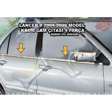 Mitsubishi Lancer 9 2004-2008 4 Parça Krom Cam Çıtası