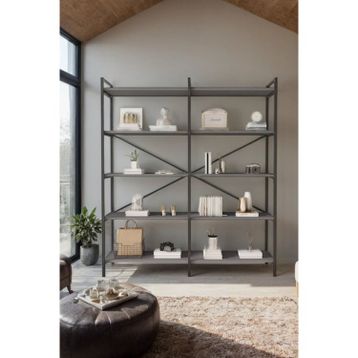 Mobitopya Nilamu Antrasit 150 cm Organizer Ofis Ev 150*170*34 cm 5 Raflı Kitaplık
