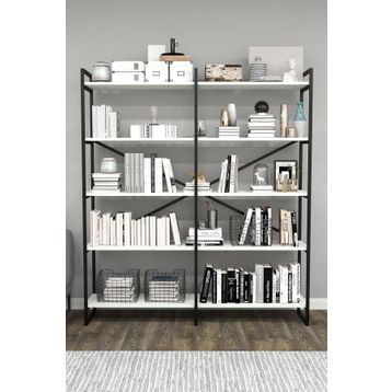 Mobitopya Nilamu Beyaz 150 cm Organizer Ofis Ev 150*170*34 5 Raflı Kitaplık