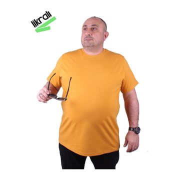 Moc Grande 11160 Büyük Beden Hardal Erkek T-shirt