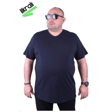 Moc Grande 11170 Büyük Beden Basic Lacivert Erkek T-shirt