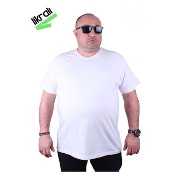 Moc Grande 11170 Büyük Beden Beyaz Erkek T-shirt