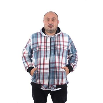 Moc Grande 22201 Mavi Büyük Beden Fermuarlı Cep Oduncu Erkek Sweatshirt