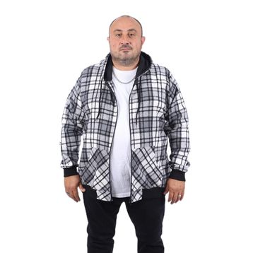 Moc Grande 22209 Gri Kangaroo Pocket Stripe Oduncu Gömlek Erkek Sweatshirt
