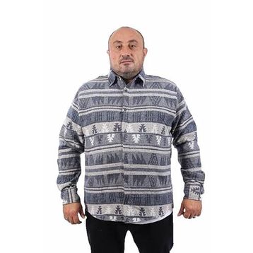 Moc Grande 22211 İndigo MC Rug Print Oduncu Erkek Gömlek