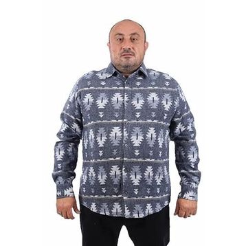 Moc Grande 22212 İndigo MC Three Rug Print Oduncu Erkek Gömlek