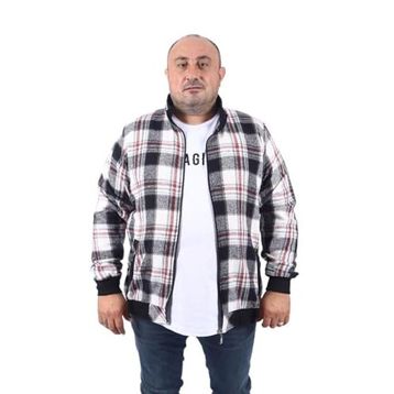 Moc Grande 22219 Gri Büyük Beden Dik Yaka Oduncu Erkek Sweatshirt
