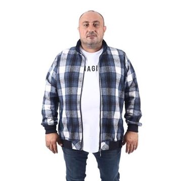 Moc Grande 22219 Indigo Büyük Beden Dik Yaka Oduncu Erkek Sweatshirt